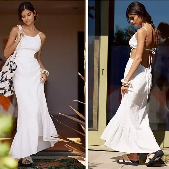 Anthropologie | Dresses | Anthropologie Charlie Holiday Tuscany Maxi Dress  Nwt White Size Large | Poshmark